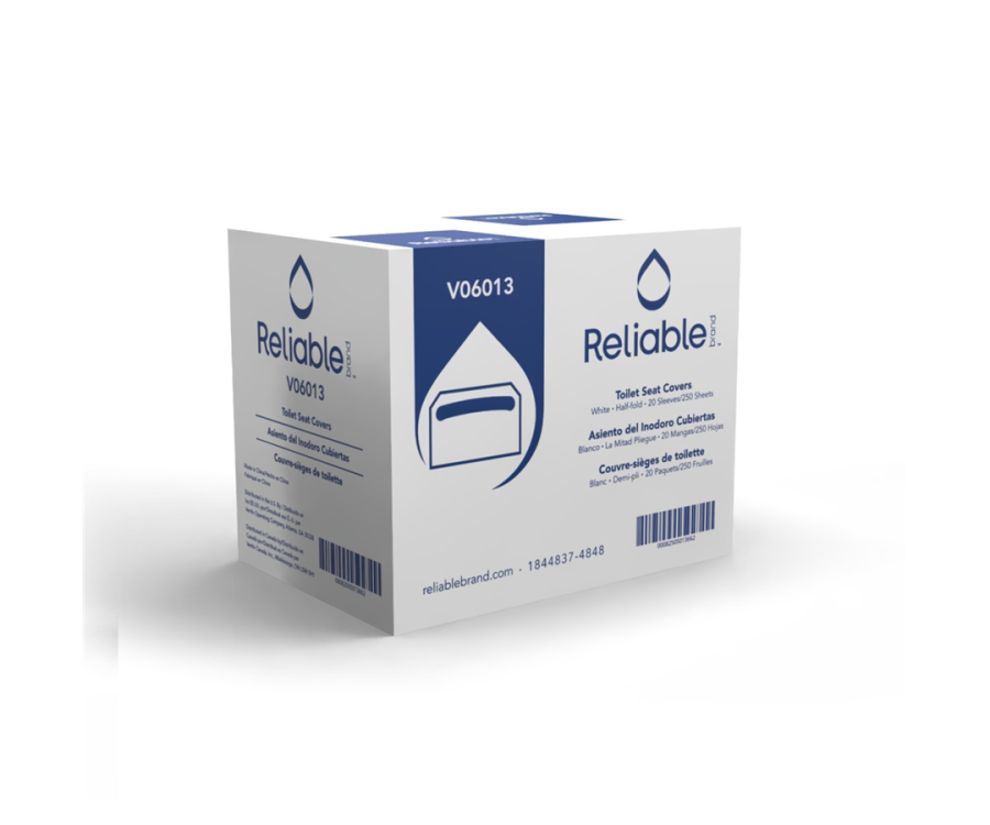 Reliable Brand® 1-Ply White 1/2-Fold Toilet Seat Cover (14.25 in. x 16.75 in., 250 Sheets/Pack, 20 Packs/Case)